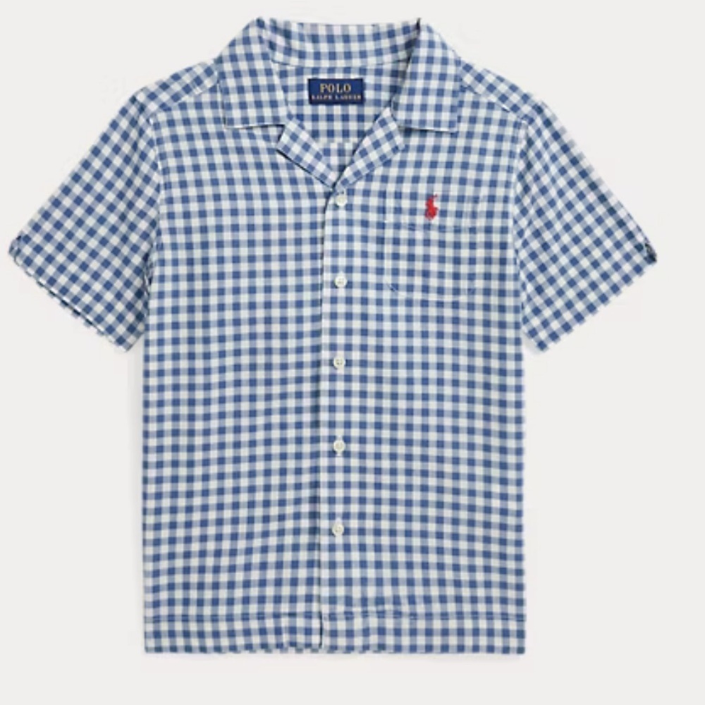 Gingham Cotton Madras Camp Shirt
